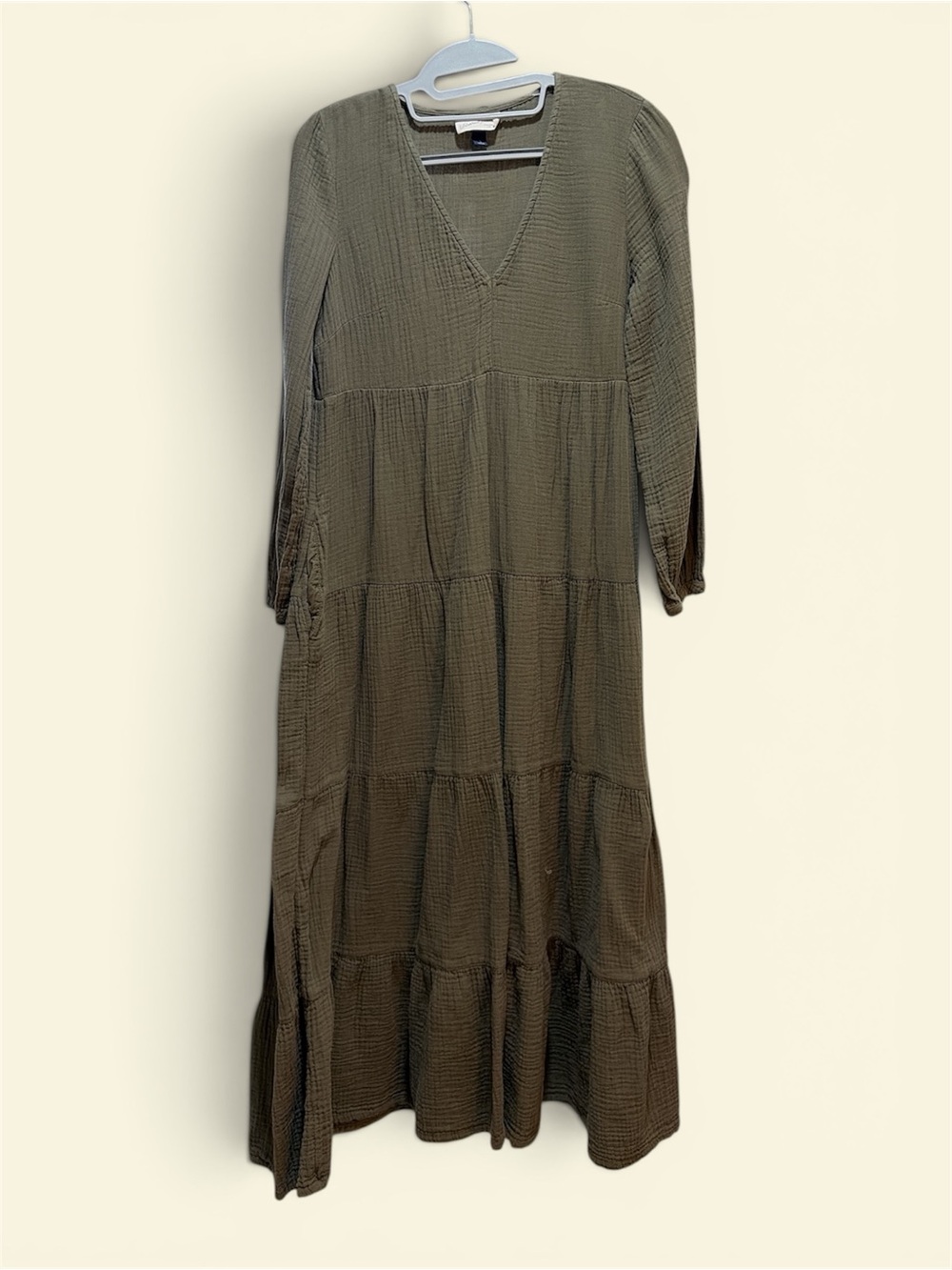Universal Thread Olive Tiered V-Neck Maxi Dress